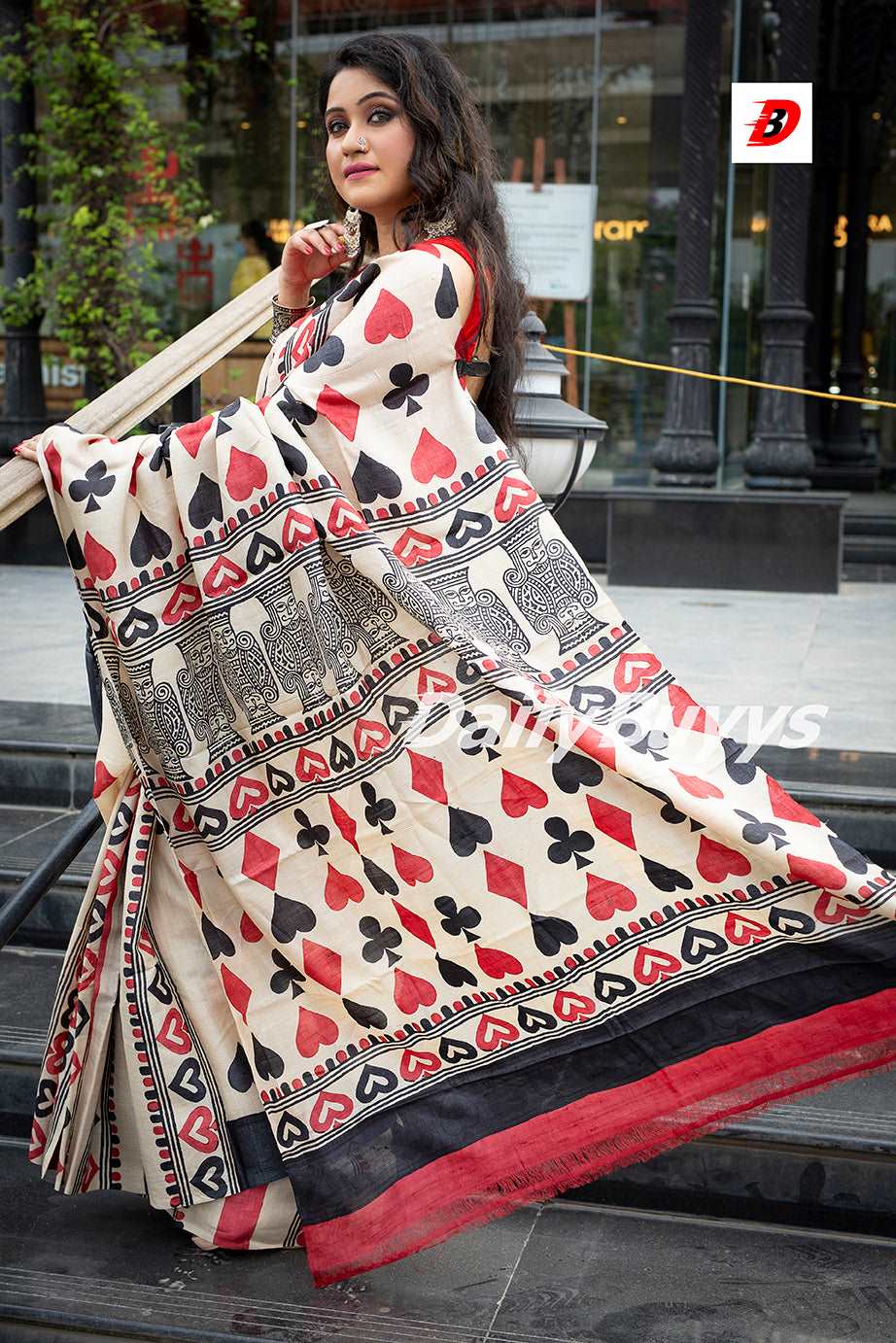 Beige Block Printed Pure Silk Mark Certified Bishnupuri Silk Sarees