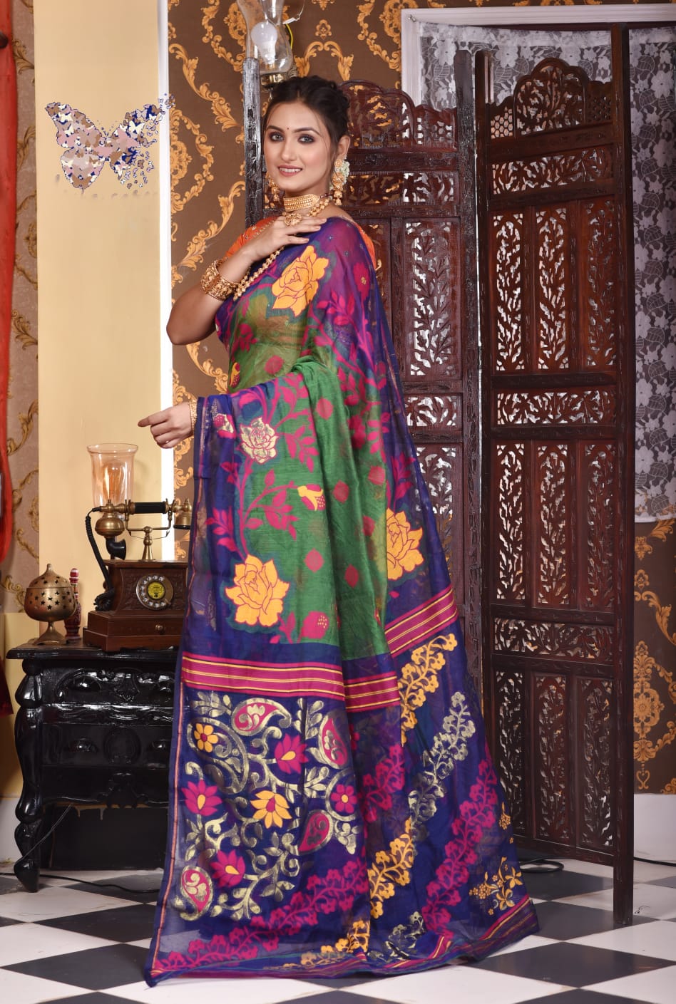 Designer Multicolor Jamdani Saree - Dailybuyys