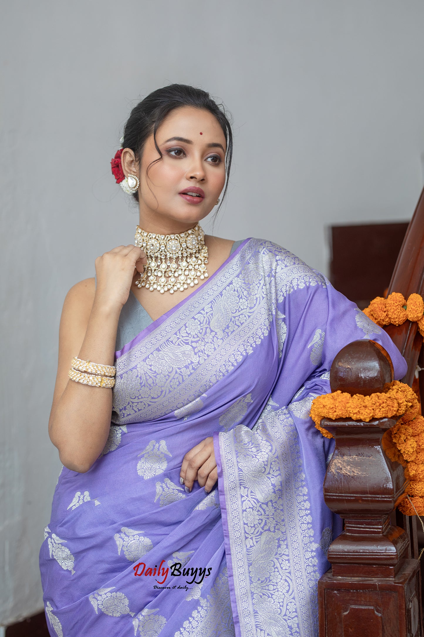 Mauve Festive Special Zari Work Banarasi Silk Sarees