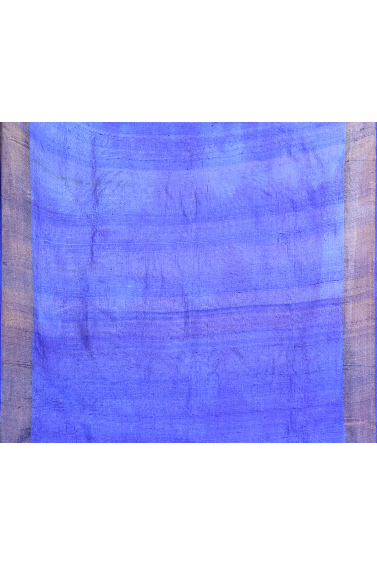 Blue Block Printed Silk Mark Certified Tussar Silk Sarees