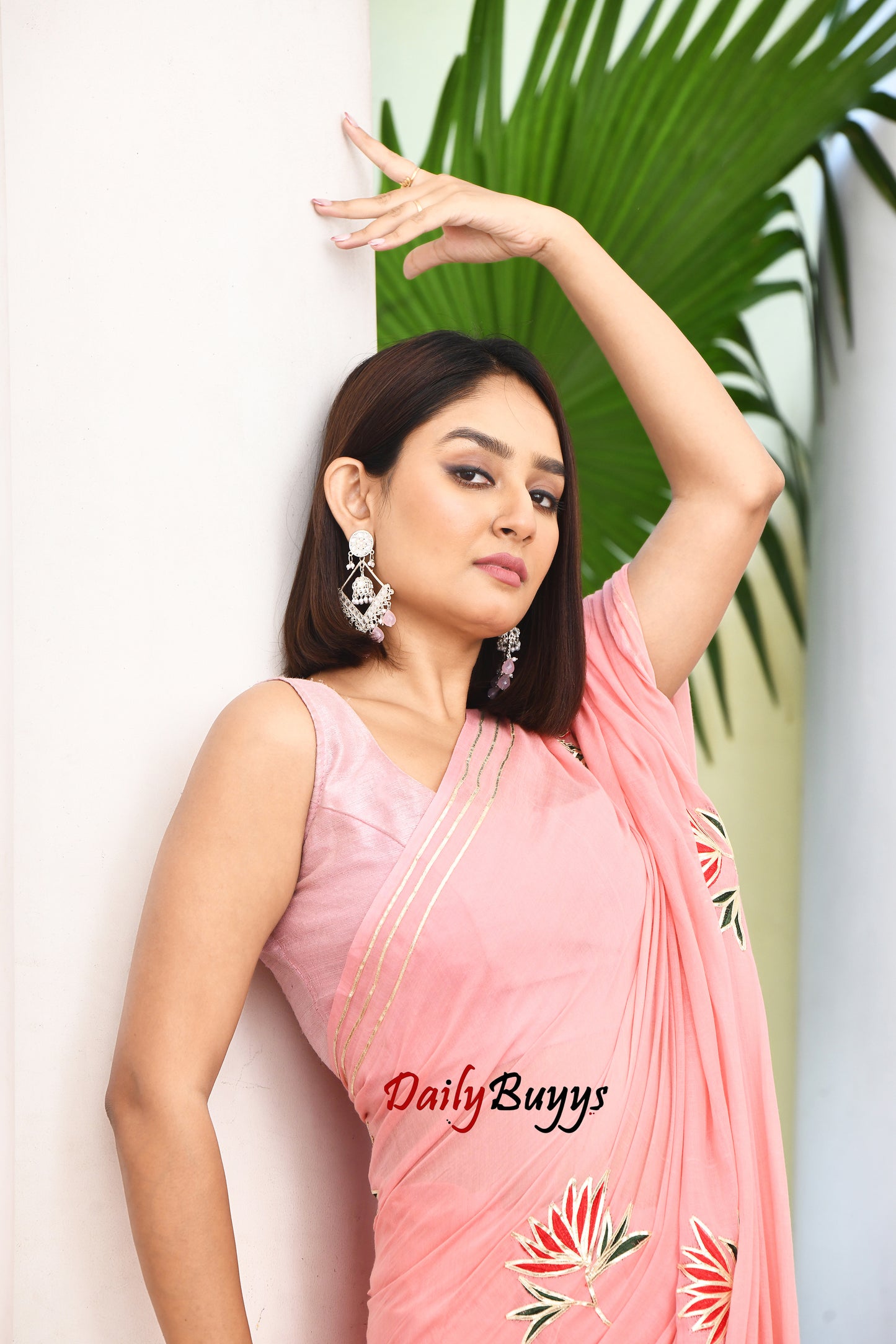 Pink & Golden Zari Border Soft Mulmul Cotton Handloom Sarees - Dailybuyys