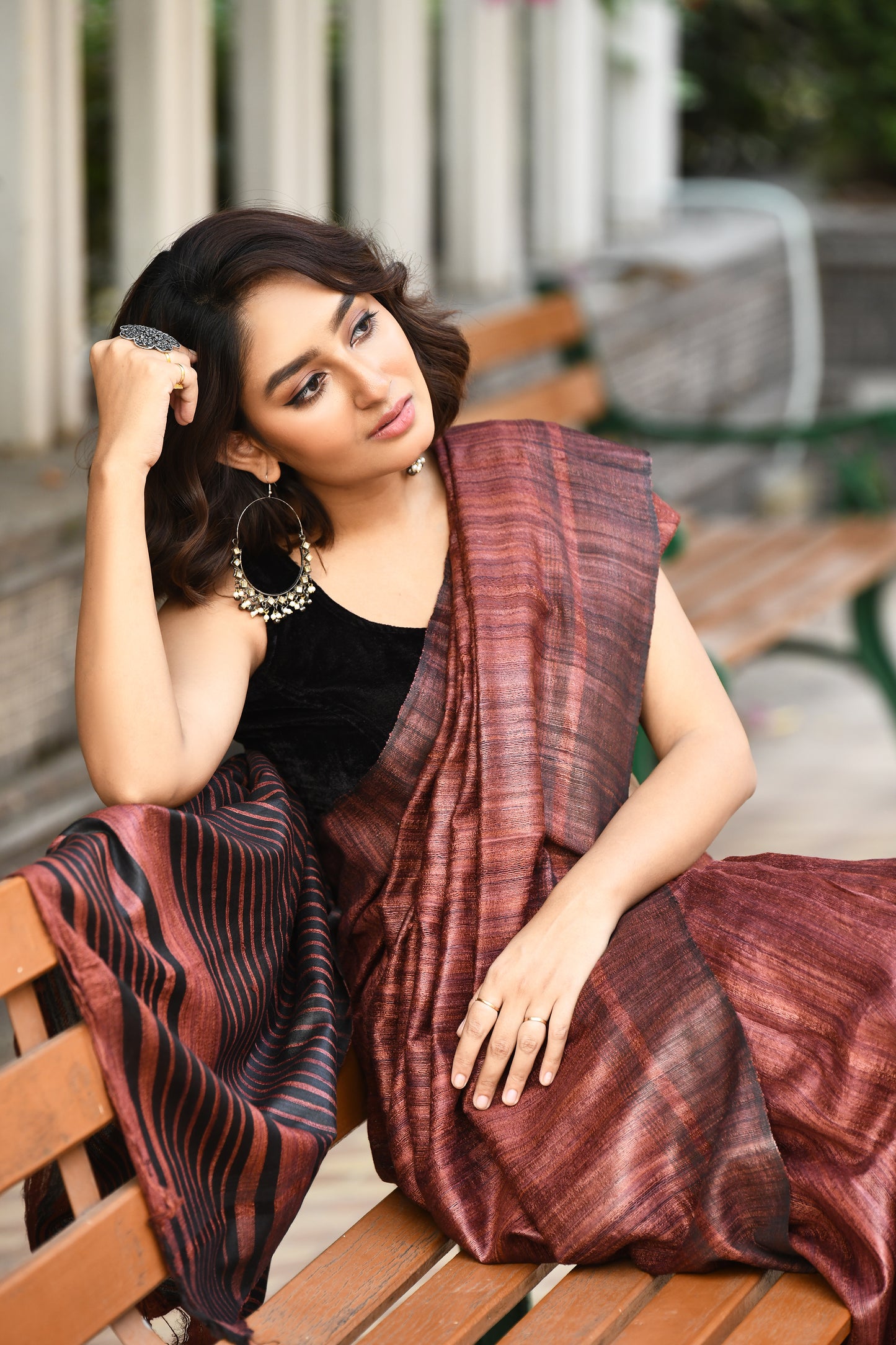 Golden Brown Pure Tussar Ghicha Sarees - Dailybuyys