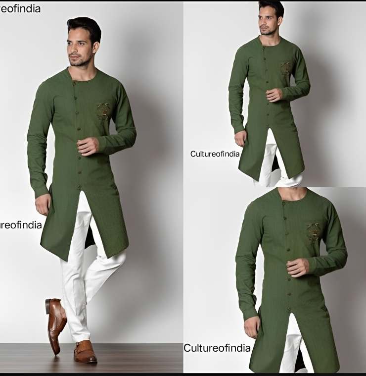 Green Punjabi Kurta & Pyjama Set For Men