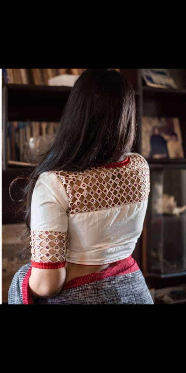 White Embroidered Boat Neck Blouses - Dailybuyys