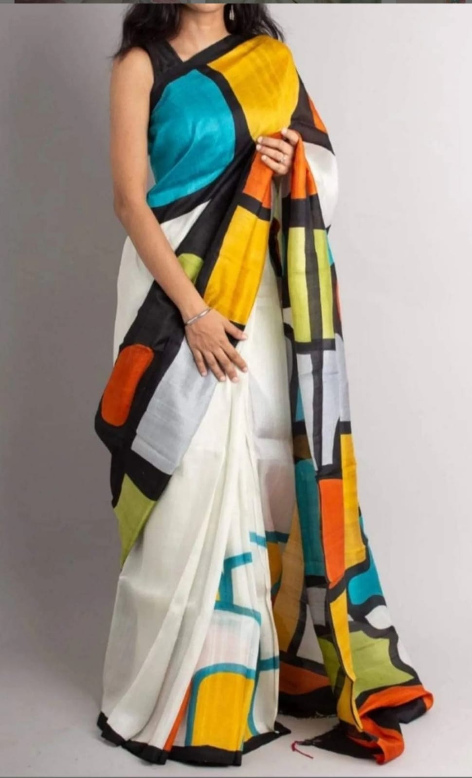 Multicoloured Hand Painted Pure Silk Mark Certified Murshidabad Silk Sarees - Dailybuyys