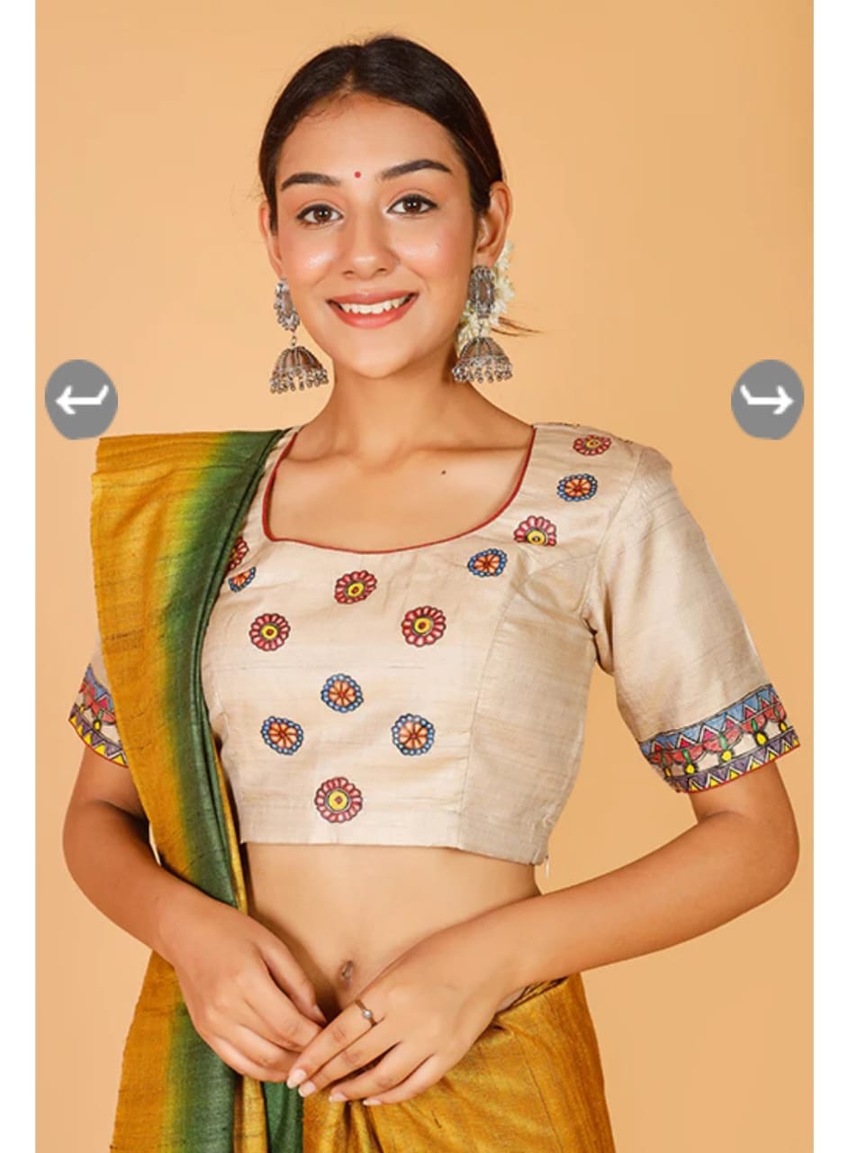 Ghicha Mabhubani Tussar Blouses - Dailybuyys