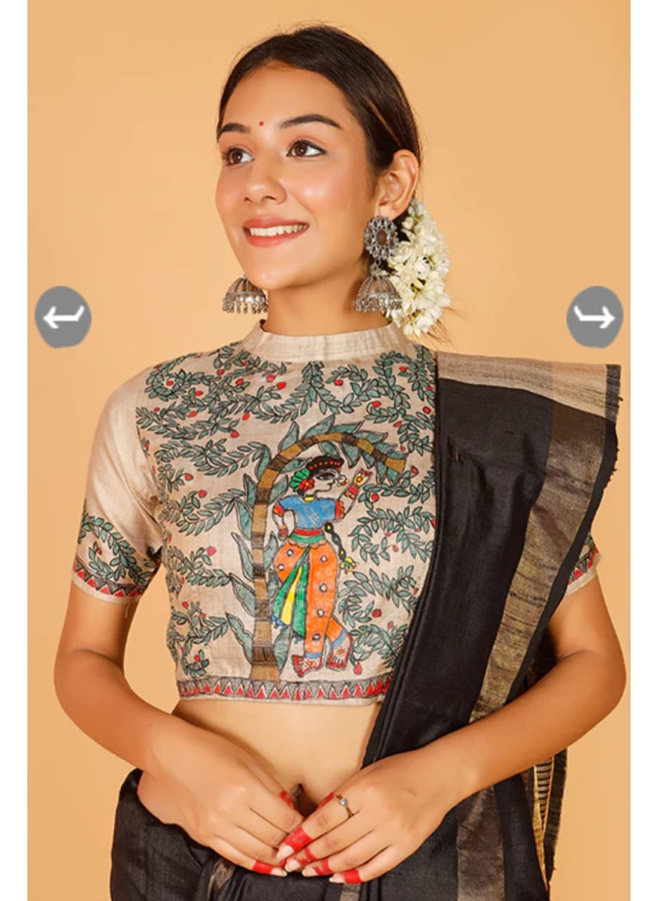 Ghicha Mabhubani Tussar Blouses - Dailybuyys