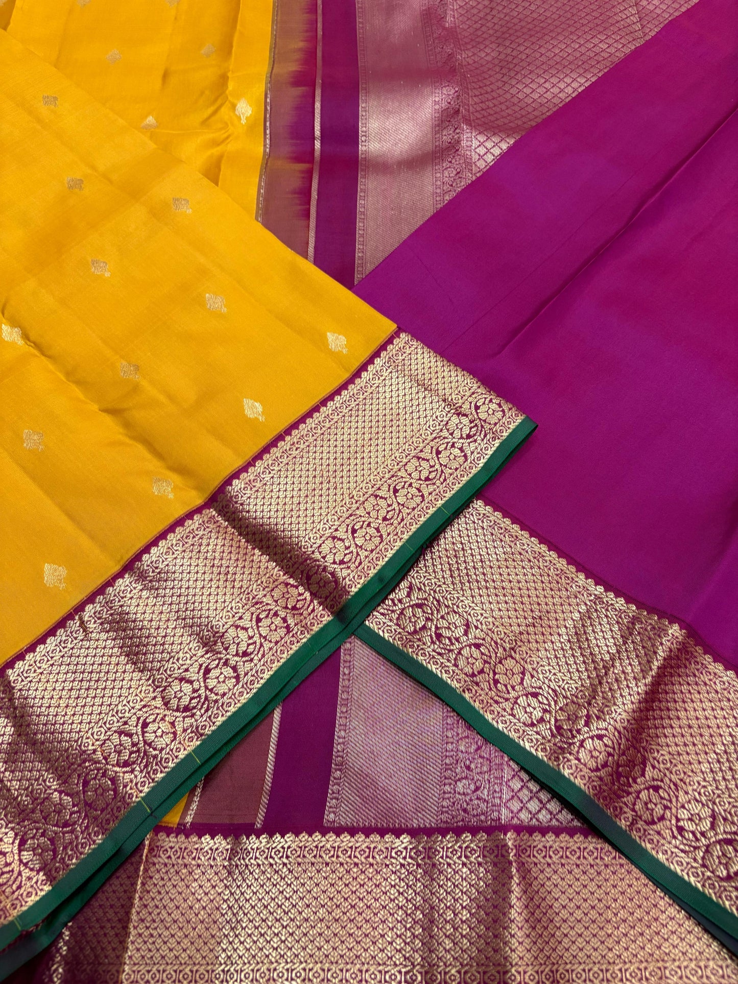 Yellow Pink Pure Handwoven bridal Kanjivaram Silk Sarees - Dailybuyys