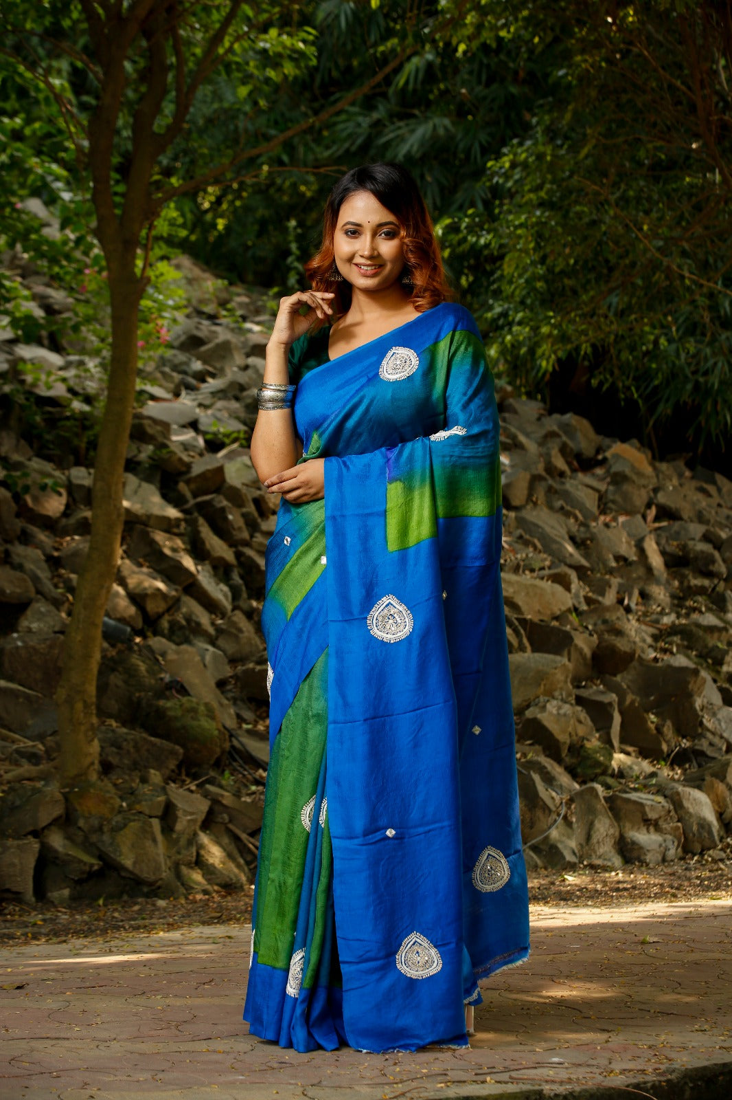 Blue Zardosi Design Bishnupuri Silk Sarees - Dailybuyys