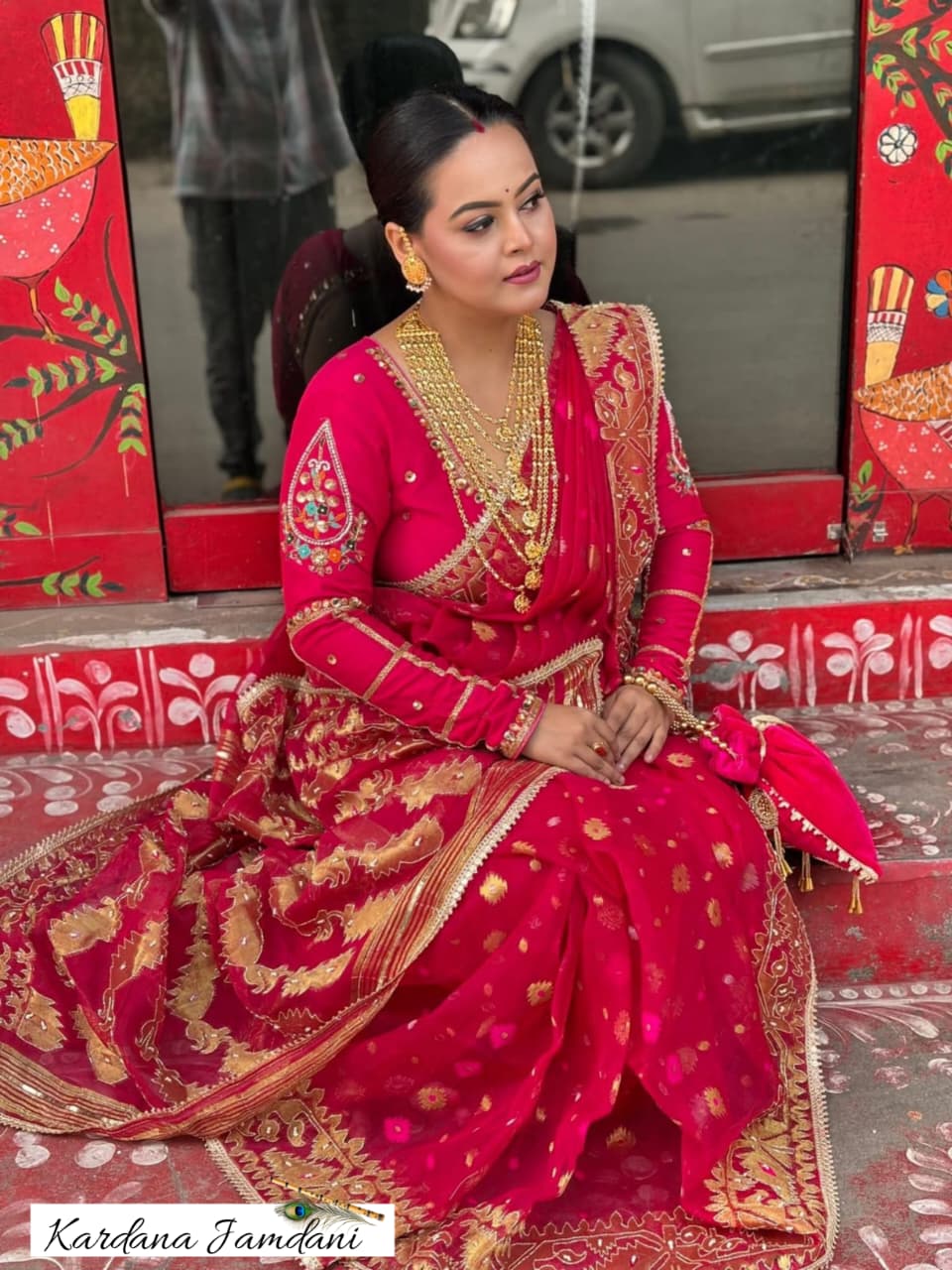 Red Kardana Jamdani Sarees