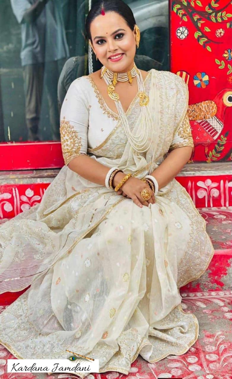 White Kardana Jamdani Sarees