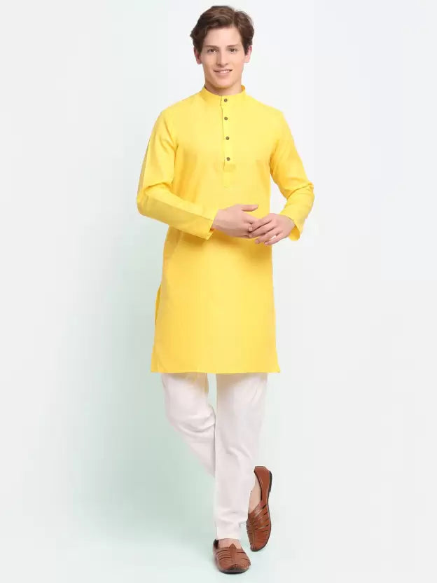 Yellow Punjabi & Kurta Set For Men - Dailybuyys