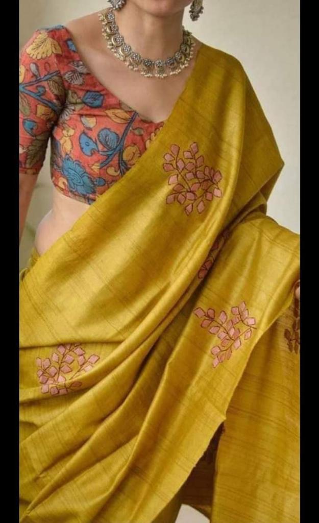 New Tussar Ghicha Madhubani Handpaint Pure Silk Mark Certified Tussar Silk Sarees - Dailybuyys