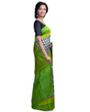 Green Block Printed Pure Silk Mark Certified Bishnupuri Silk Sarees