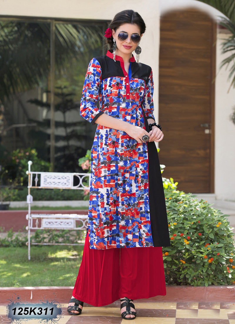 Blue Stitched New Design Pure Cotton Kurtis - Dailybuyys