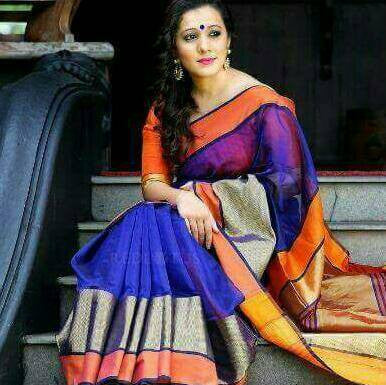 Blue & Grey Maheshwari Silk Sarees - Dailybuyys