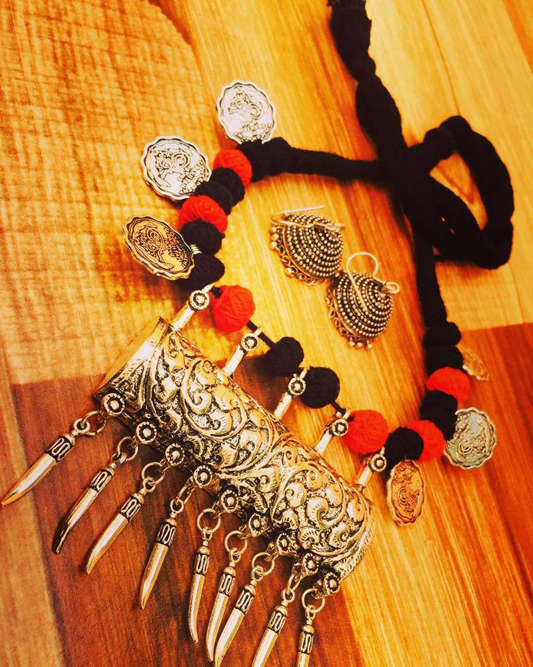 Black & Red German Silver Jewellery - Dailybuyys