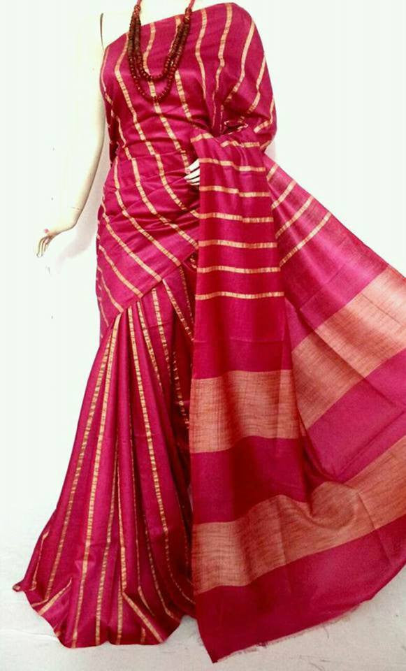 Red Handloom Ghicha Sarees - Dailybuyys