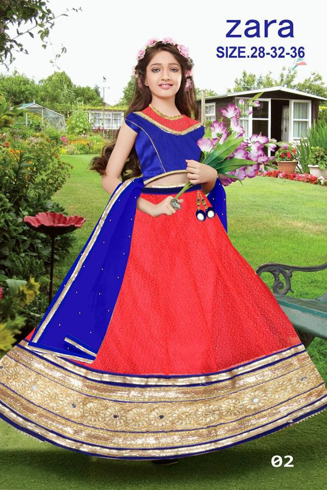 Zara Pink & Blue Kids Lehenga Girls Clothing - Dailybuyys