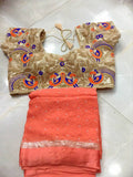 Beige & Blue,Orange  Designer Stitched Blouses