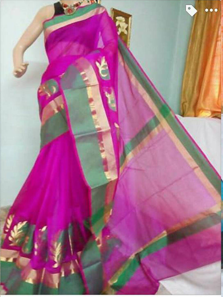Rani Coloured & Multi Pure Cotton Silk Sarees - Dailybuyys