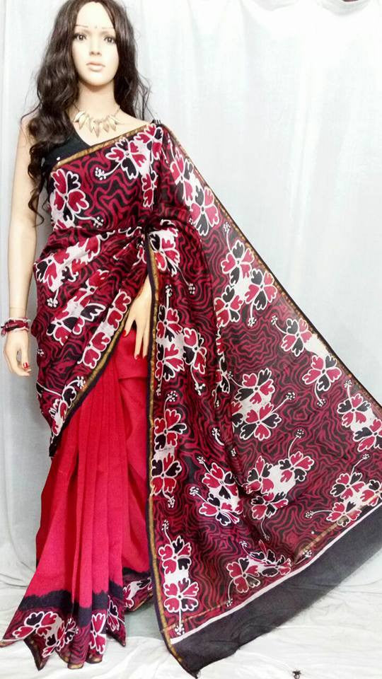 Pink Chanderi Silk Sarees - Dailybuyys
