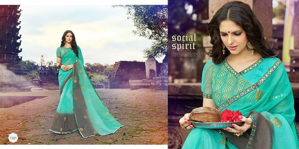 Blue Net Sarees - Dailybuyys