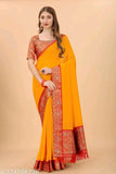 superhit trending designer simar silk saree with unstiched embroidered work blouse.