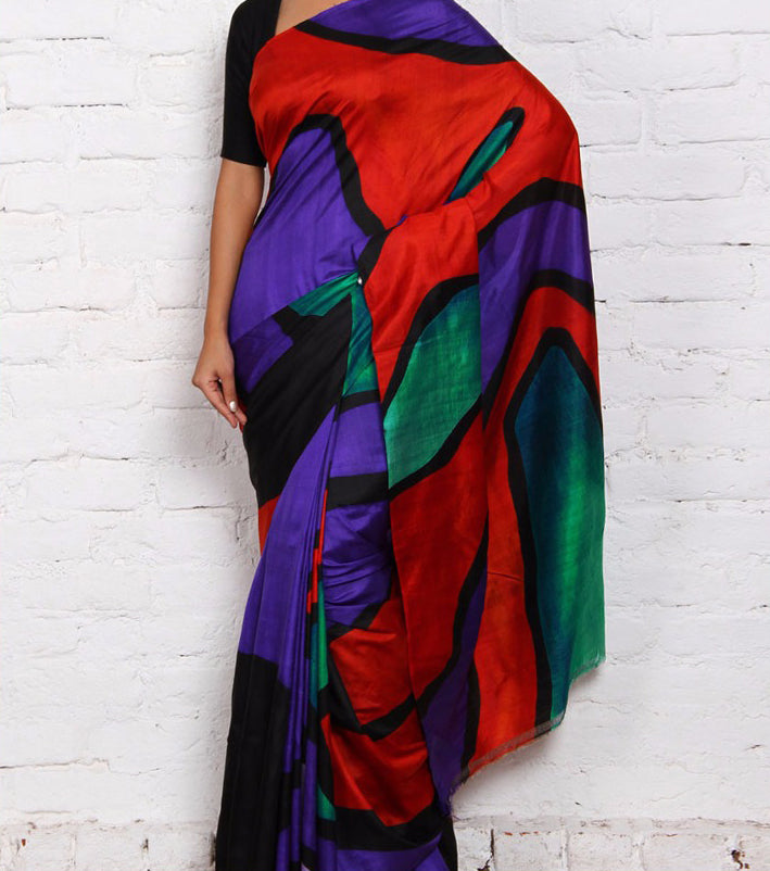 Green Red Pure Silk Mark Certified Murshidabad Silk Sarees - Dailybuyys