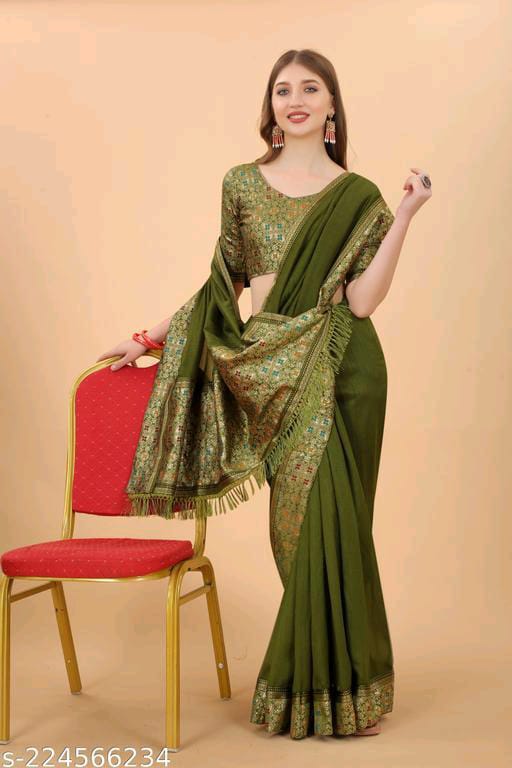 NEW DESIGNER BTANDED JECARD SAREE - Dailybuyys