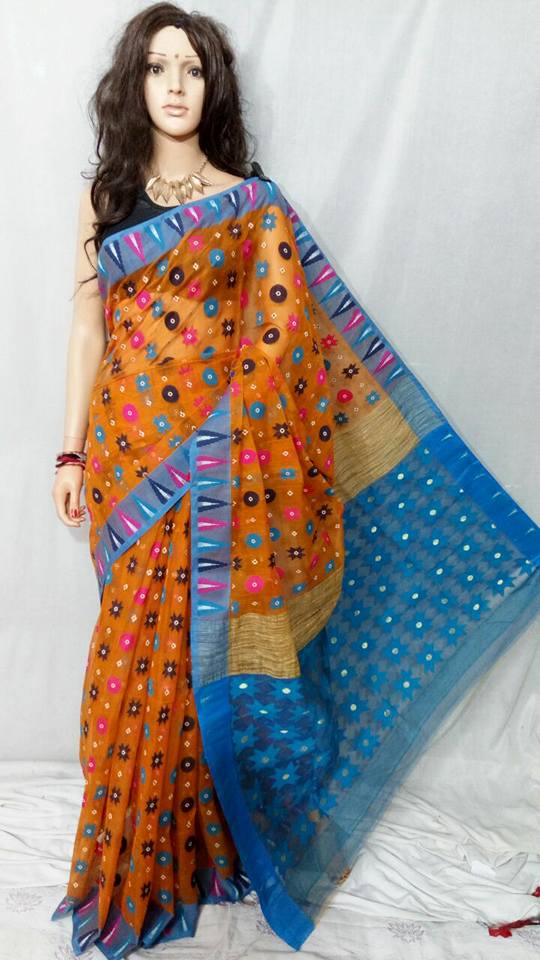 Yellow Dhakai Jamdani Sarees - Dailybuyys