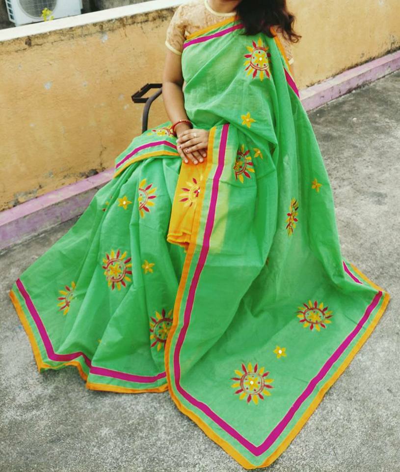 Green Kathiawari Sarees - Dailybuyys