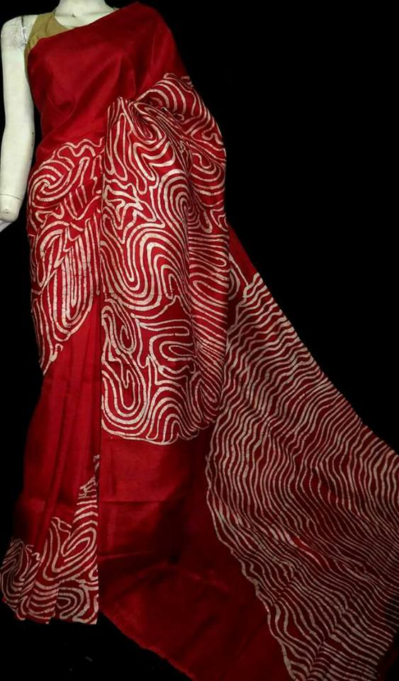 Red Pure Silk Mark Certified Murshidabad Silk Sarees - Dailybuyys