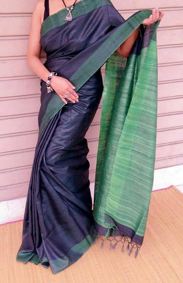 Pure Silk Mark Certified Tussar Ghicha Silk Sarees - Dailybuyys