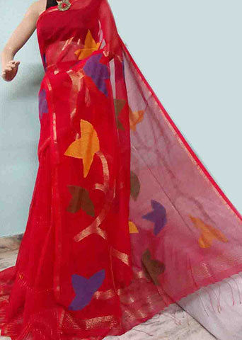 Red Madhobilata Handloom - Dailybuyys