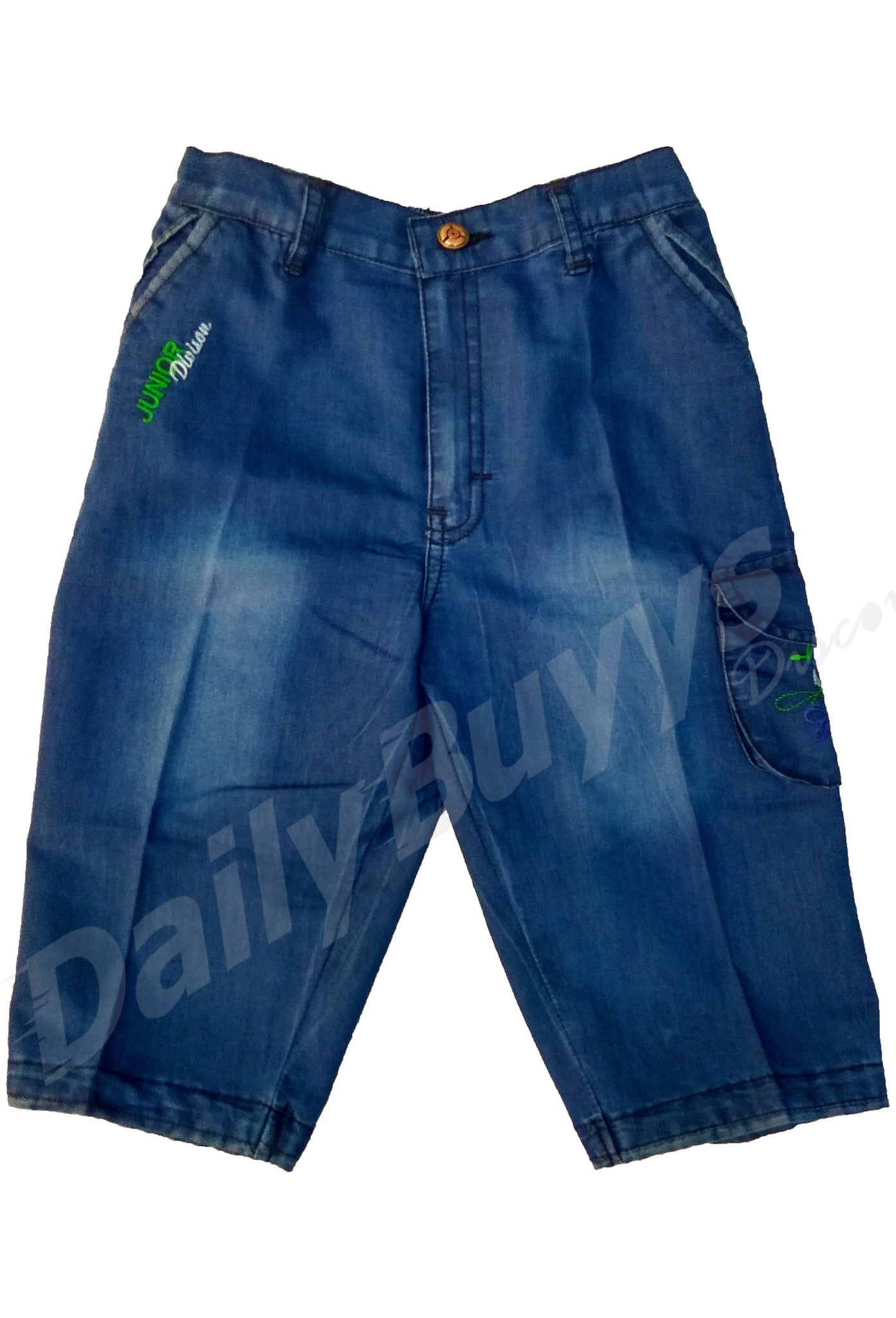 Green White Sleeve Shirt And Denim Half Jeans Boys Clothing - Dailybuyys