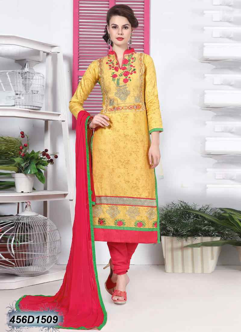 Yellow & Red Glace Pure Cotton Salwar - Dailybuyys