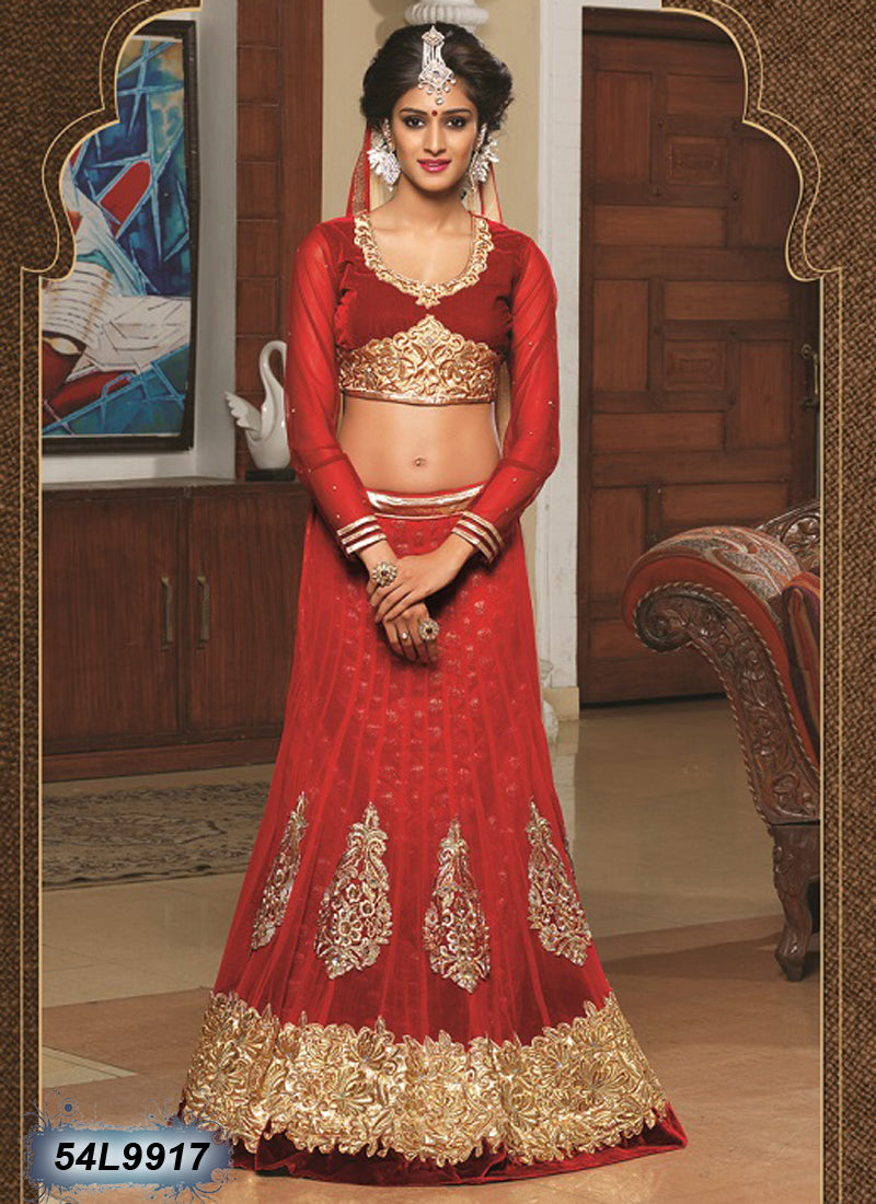 Red,White Designer Lehenga Choli - Dailybuyys