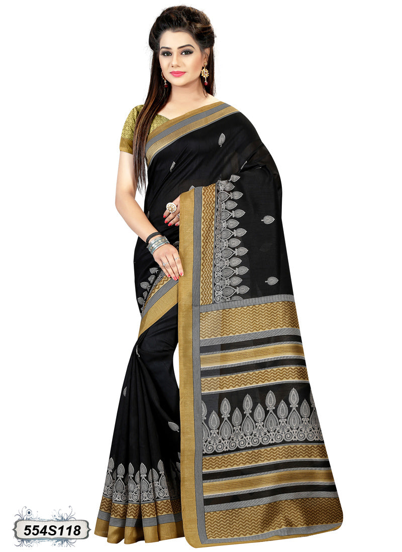 Black Bhagalpuri Silk Sarees - Dailybuyys