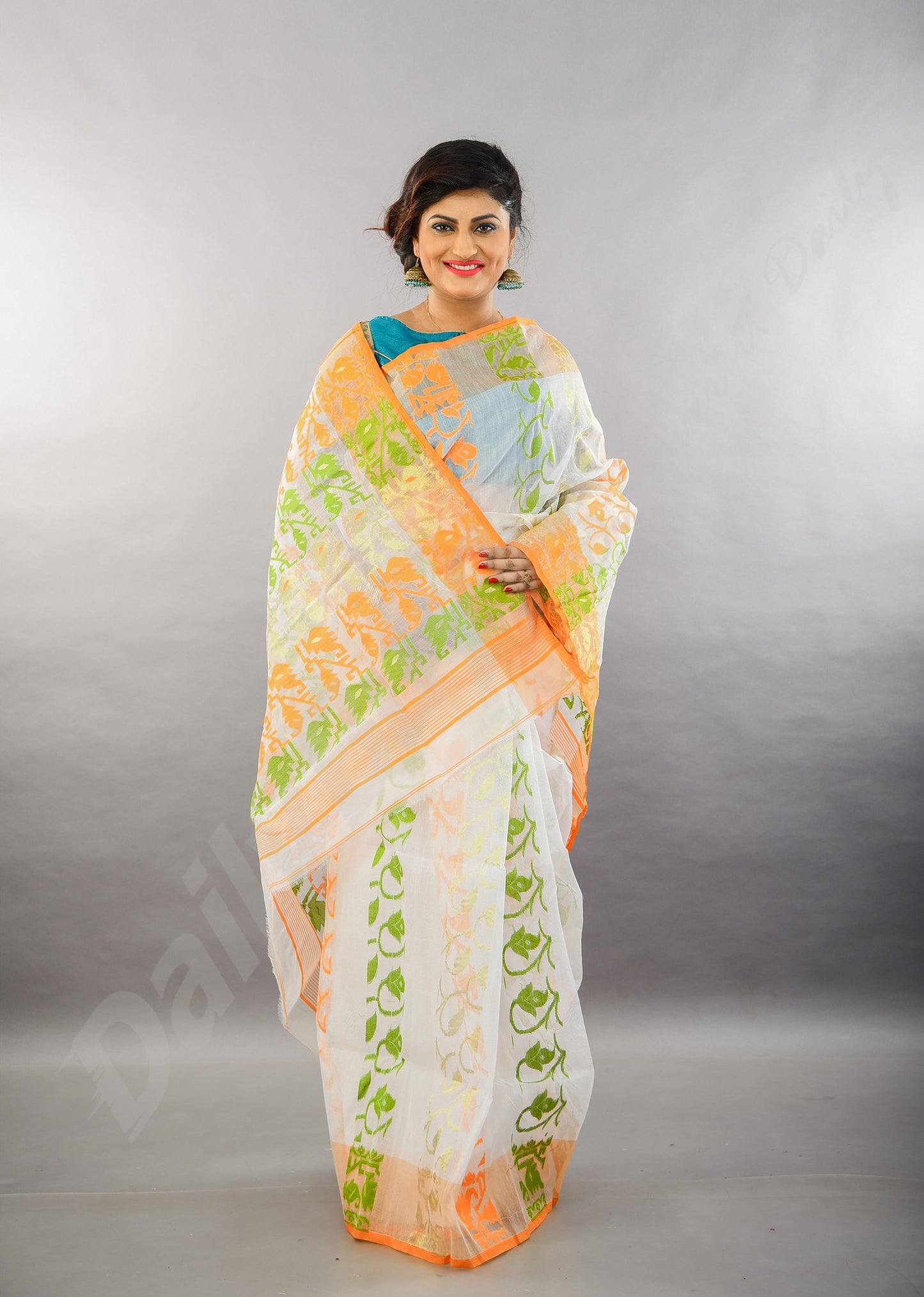 Yellow Dhakai Jamdani Sarees - Dailybuyys