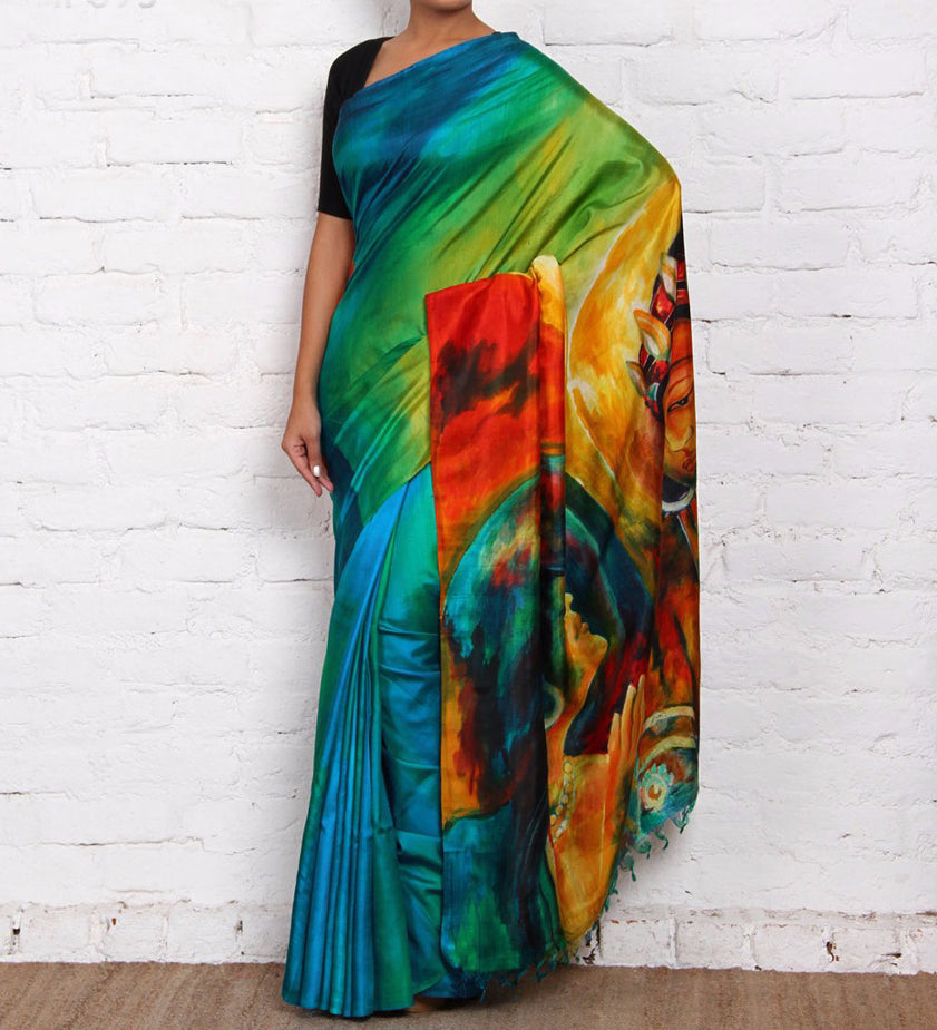 Green Pure Silk Mark Certified Murshidabad Silk Sarees - Dailybuyys