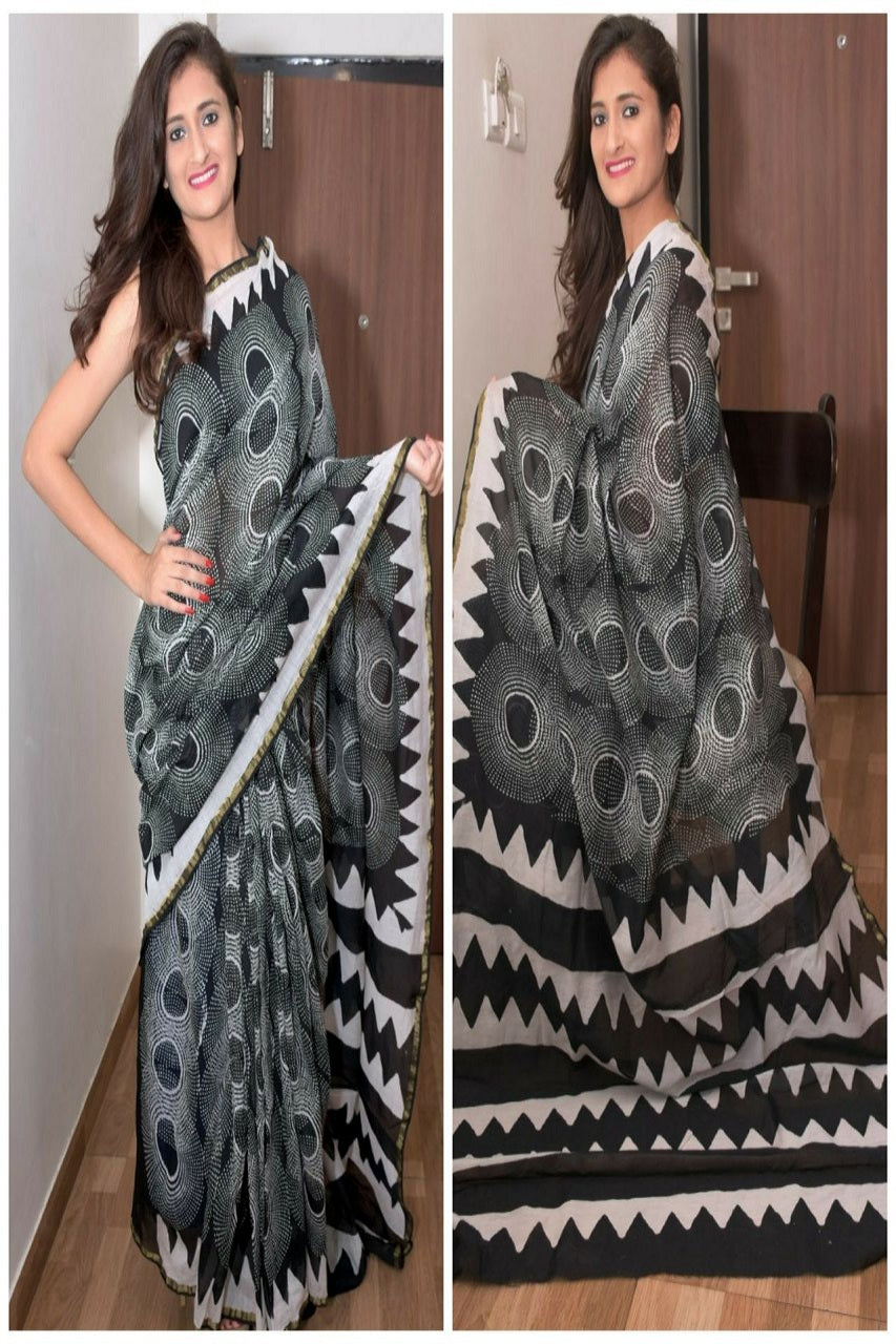 Black Bengal Handloom Silk Sarees - Dailybuyys