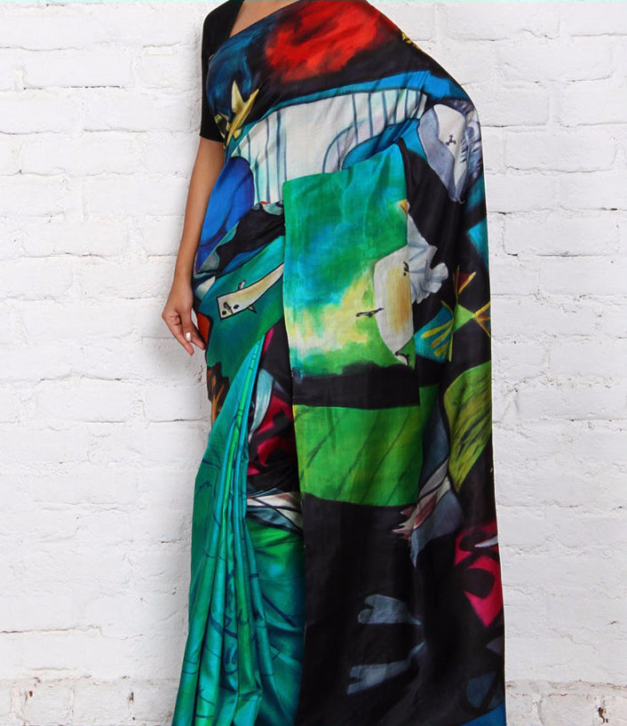 Green Pure Silk Mark Certified Murshidabad Silk Sarees - Dailybuyys