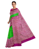 Green Pink Pure KK Silk Mark Certified Bishnupuri Silk Sarees