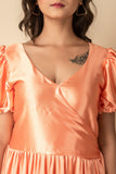 Peach Satin Maxi Indo Western wear dress