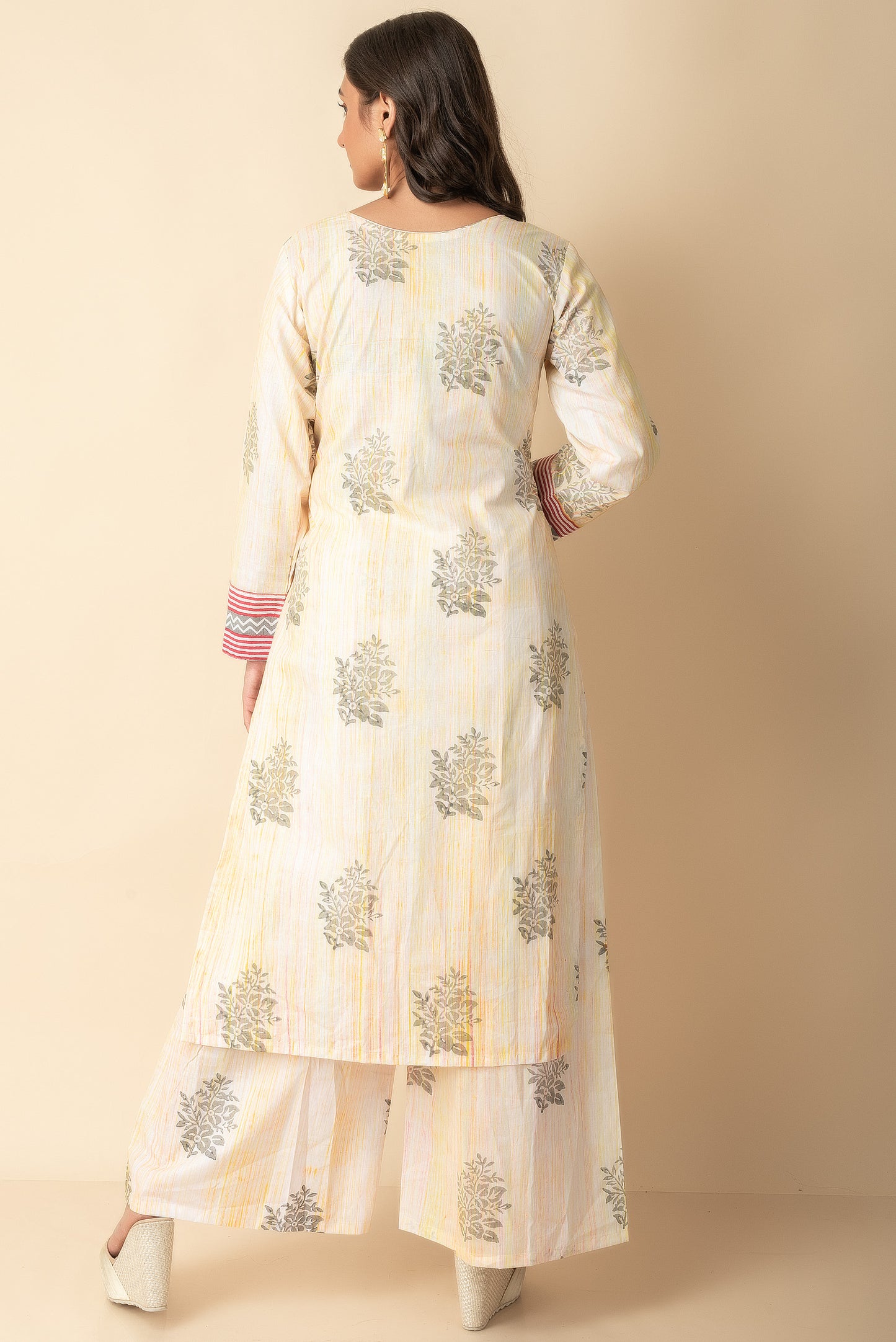 Hand-block printed Yellow and Orange Kurtis Suit Set Indo Western Wear - Dailybuyys