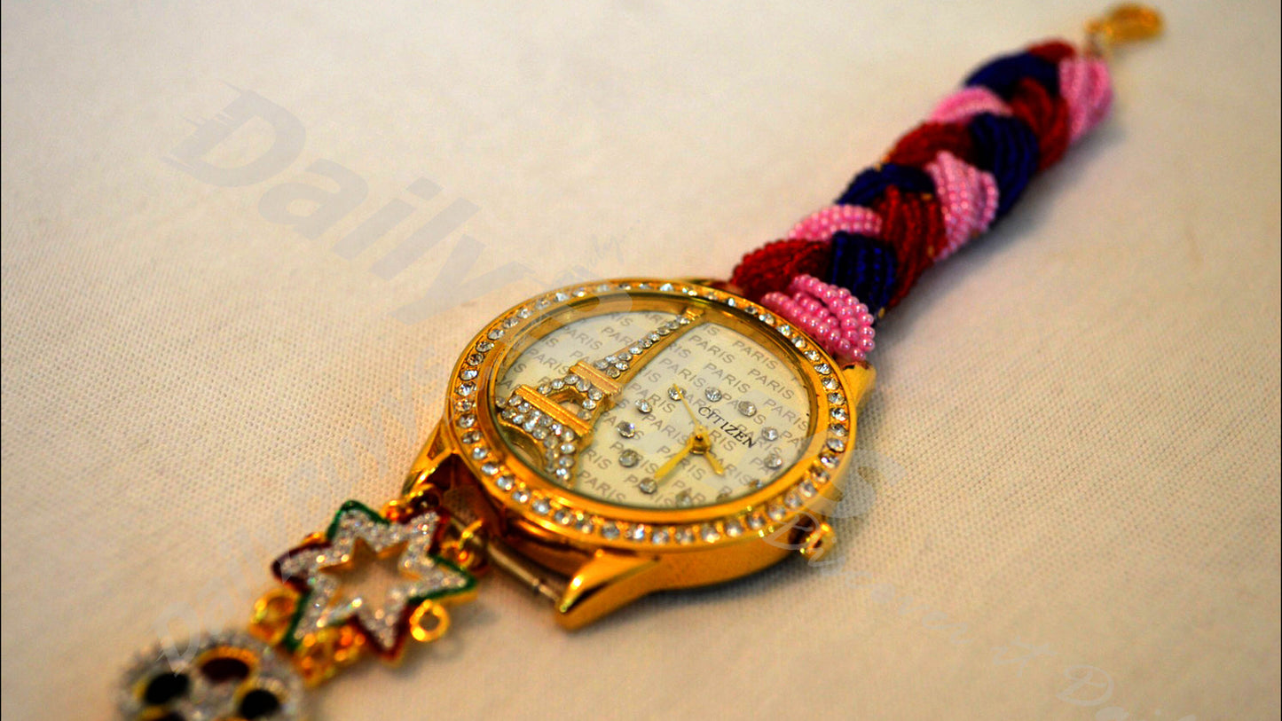 Golden bracelet watch Jewellery Sets - Dailybuyys