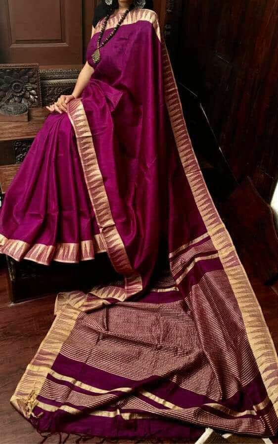 Maroon Bhagalpuri Silk Sarees - Dailybuyys