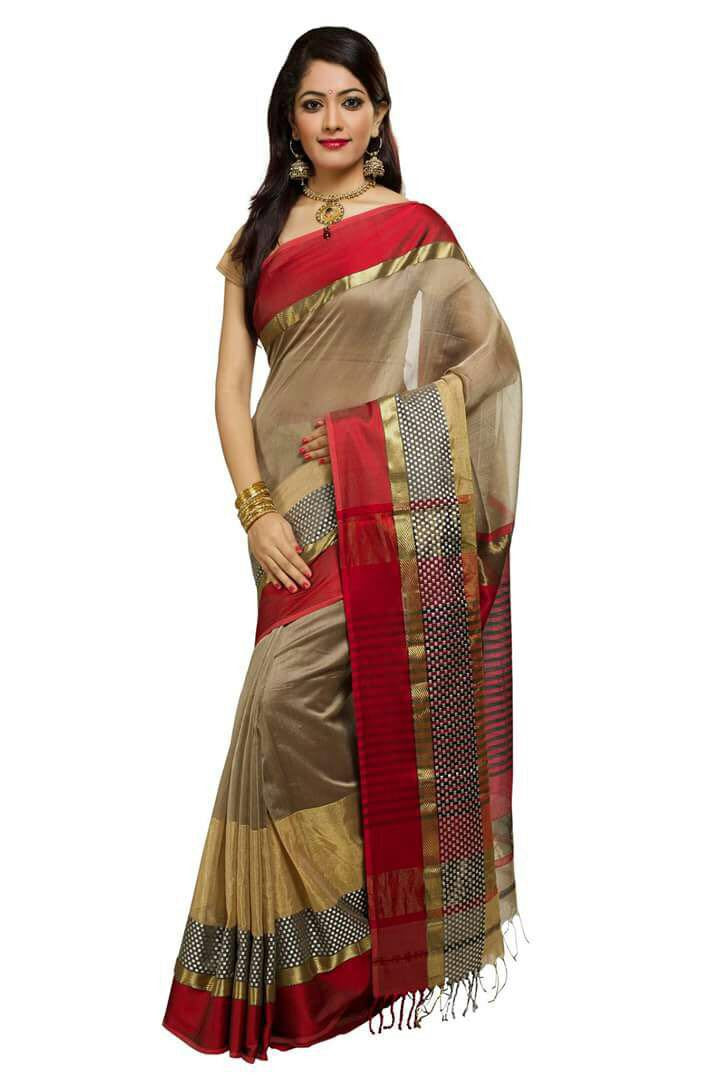 White Maheshwari Silk Sarees - Dailybuyys