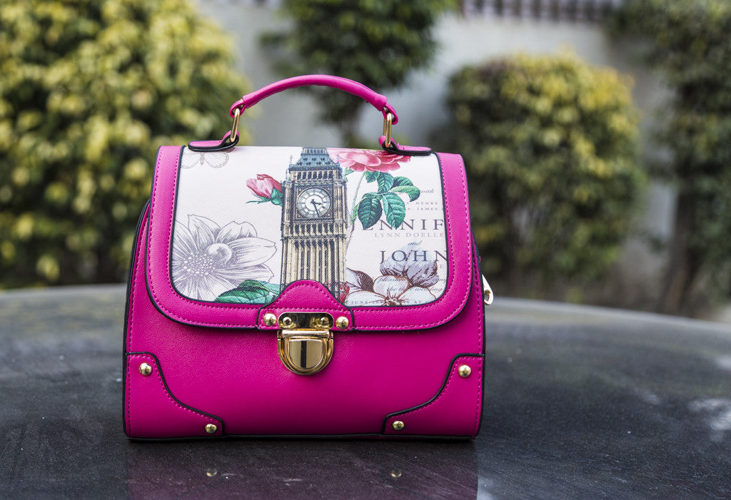 Dark Pink London Floral Sling Hand Bags - Dailybuyys